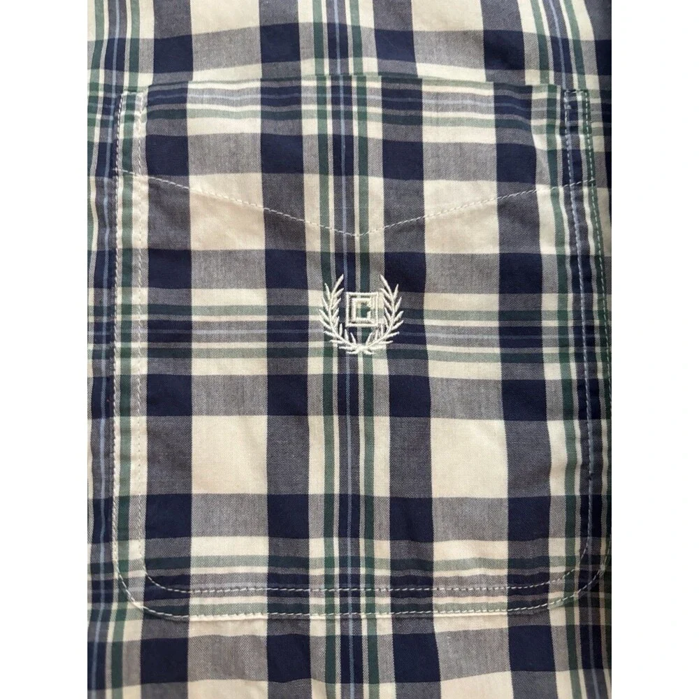 Chaps Easy Care Plaid Woven Button-Up Short Sleeve Shirt Pockets Men's 3XLT
